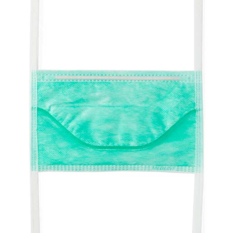 Duckbill-Style Surgical Face Mask with Ties, Green, 50/BX (NON27382Z) Box of 50