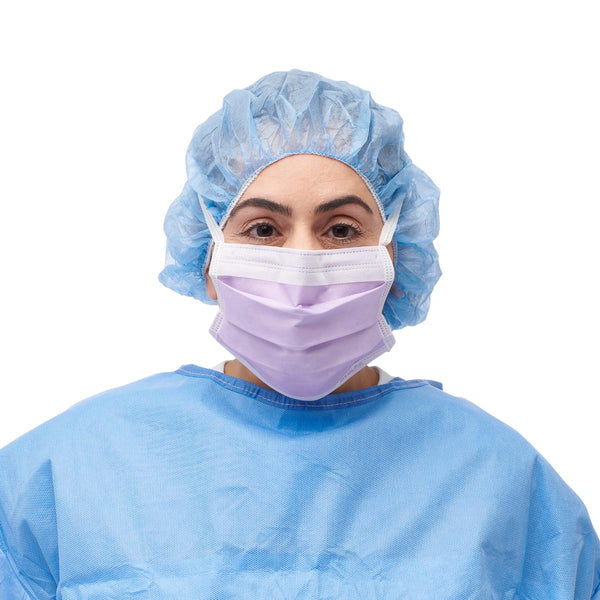 ASTM Level 3 Surgical Face Mask with Ties, Anti-Fog Foam Strip, Purple, 300/CS (NON27412) Case of 300