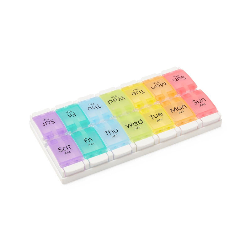 7-Day Pill Organizer with Easy Push Buttons, Multicolor, 2X/Day, 6/CS (NON36690) Case of 6