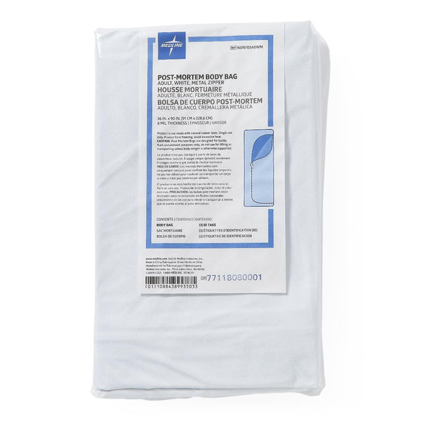 Adult Body Bag with Metal Zipper, PVC, 200 lb. Limit, White, 36" x 90", 1 EA (NON70540WMH) Each