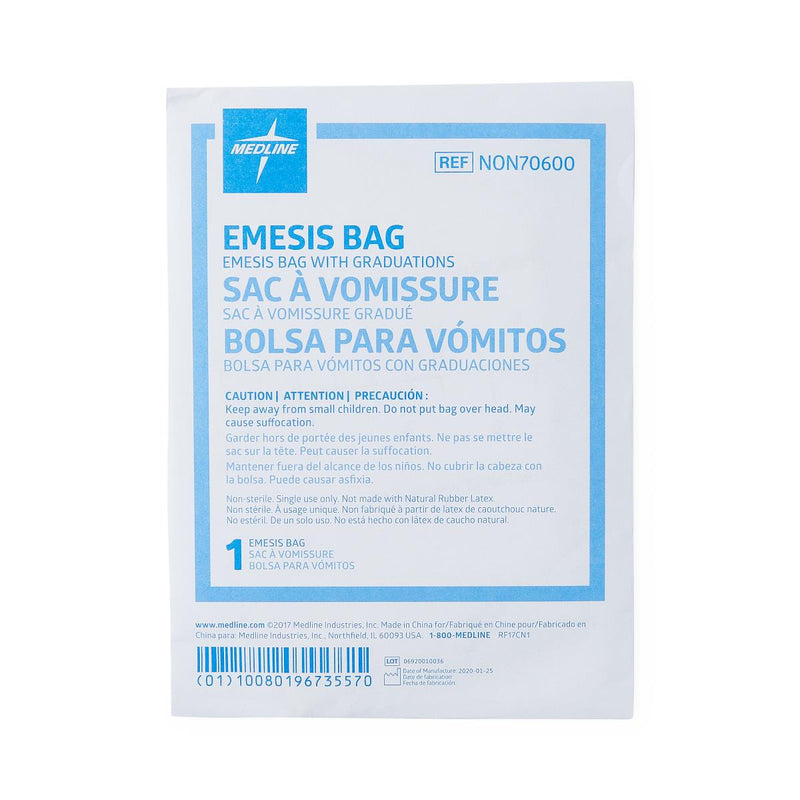 Emesis Bag with Paper Funnel, Graduations, LDPE, Clear, 1/EA  (NON70600H) Each