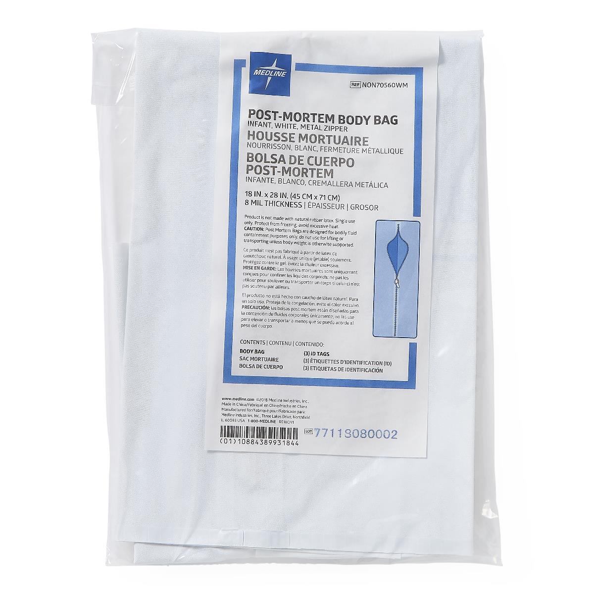 Infant Body Bag with Metal Zipper, PVC, 100 lb. Limit, 18