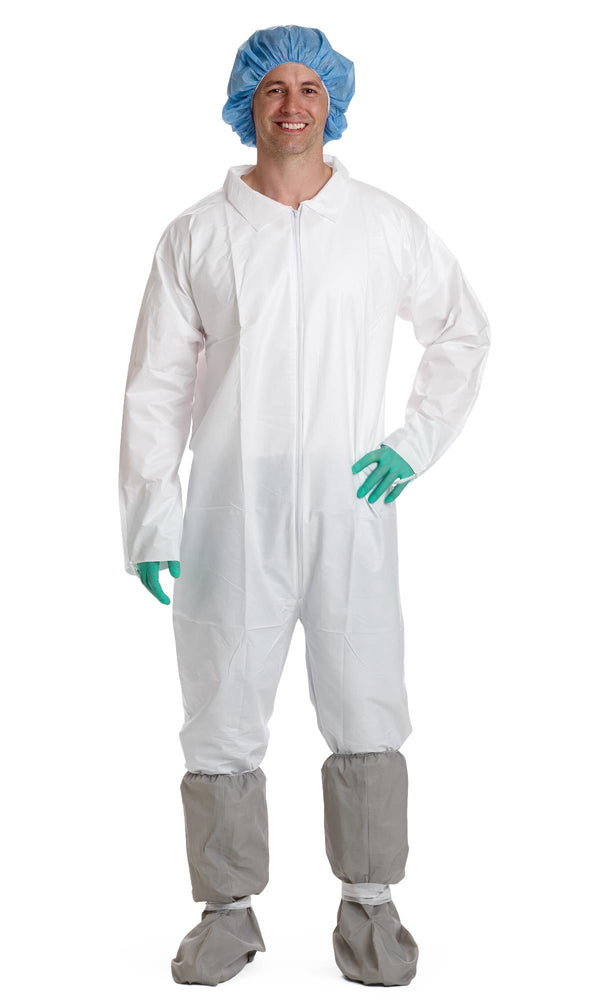 Breathable Coveralls with Elastic Wrists and Ankles, White, Size L, 25/CS  (NONCV700L) Case of 25