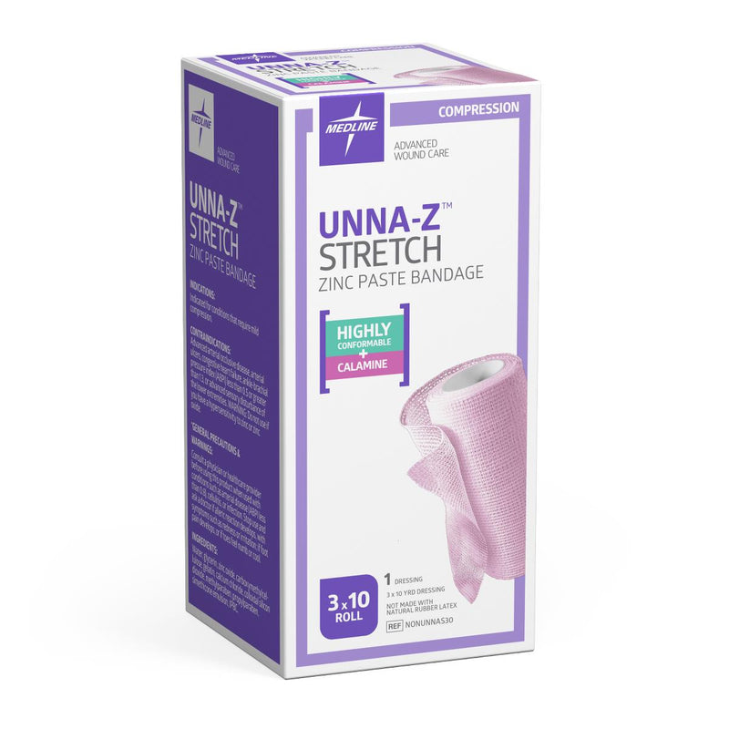 Unna-Z Stretch Zinc Oxide Compression Bandage with Calamine, 3" x 10 yd., 12/CS  (NONUNNAS30) Case of 12