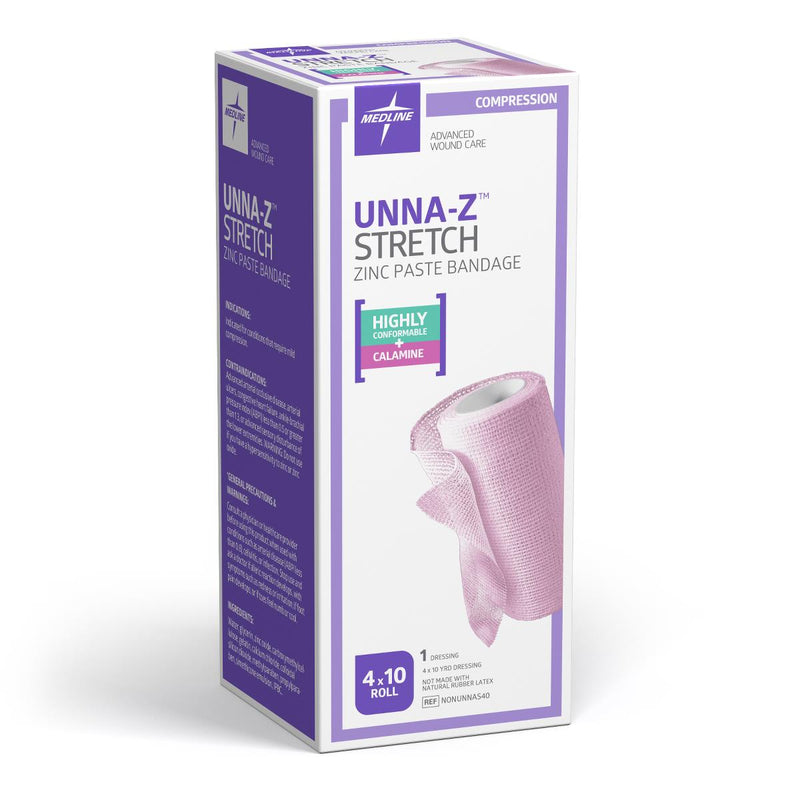 Unna-Z Stretch Zinc Oxide Compression Bandage with Calamine, 4" x 10 yd., 12/CS  (NONUNNAS40) Case of 12