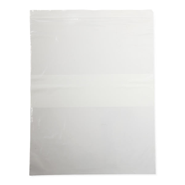 Plastic Bags with Zip Closure and White Write-On Block, 2 mil, 12" x 15", 100/BG (NONZIP1215Z) Bag of 100