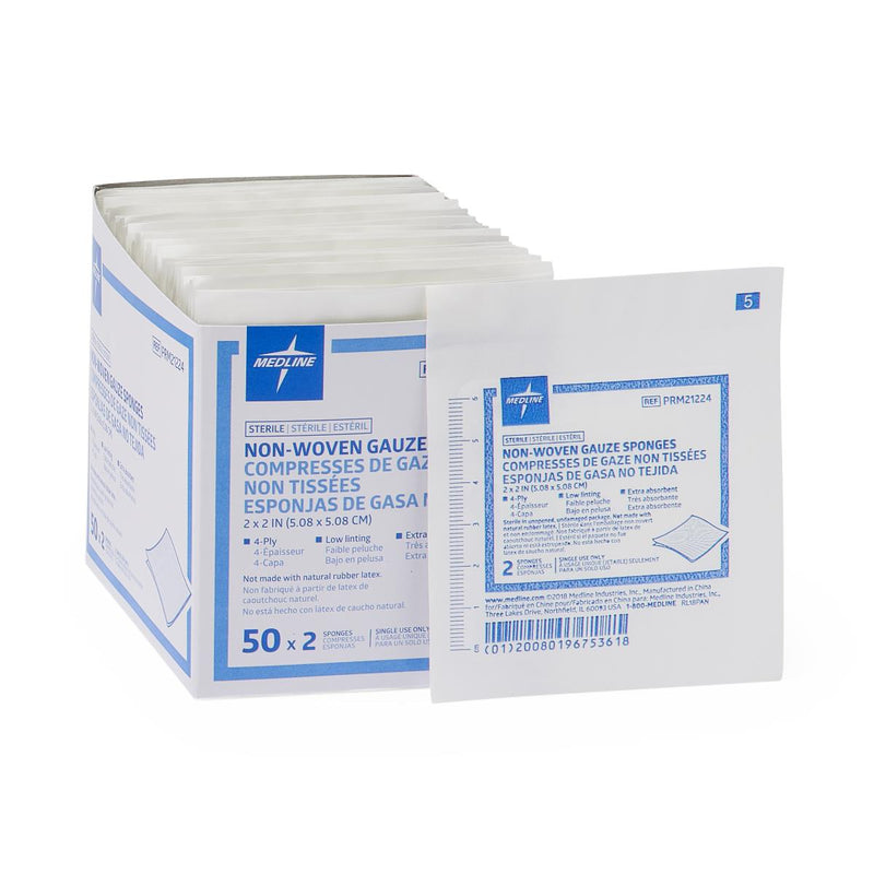 Medline Sterile Nonwoven Gauze Sponges, 1500/CS (PRM21224) Case of 1500