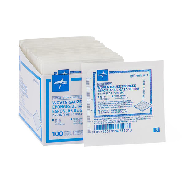 Medline Woven Sterile Gauze Sponges, 100/BX (PRM21419Z) Box of 100