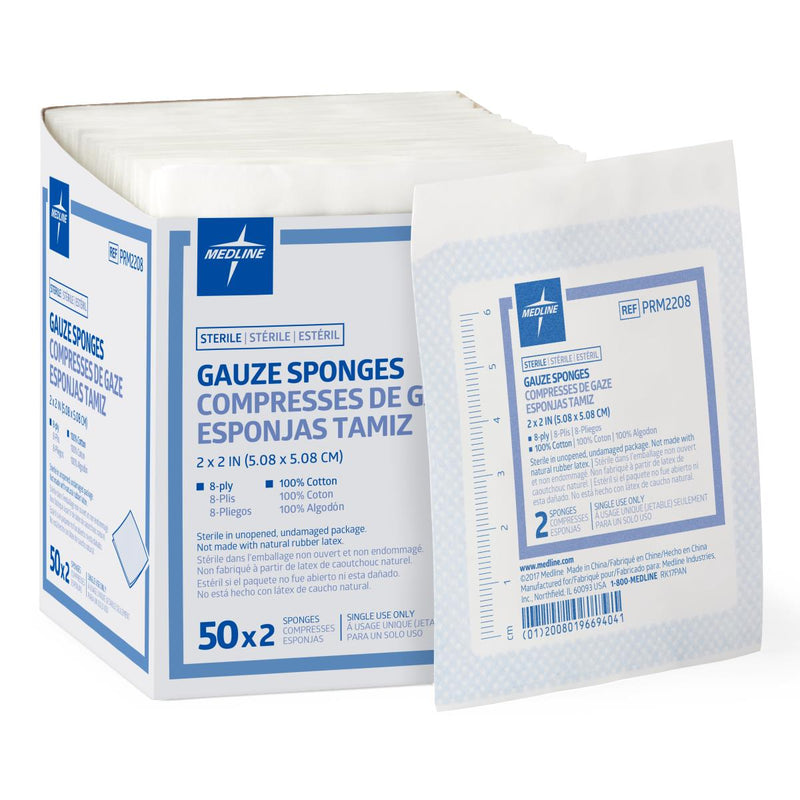 Medline Sterile Woven Gauze Sponges, 3000/CS (PRM2208) Case of 3000