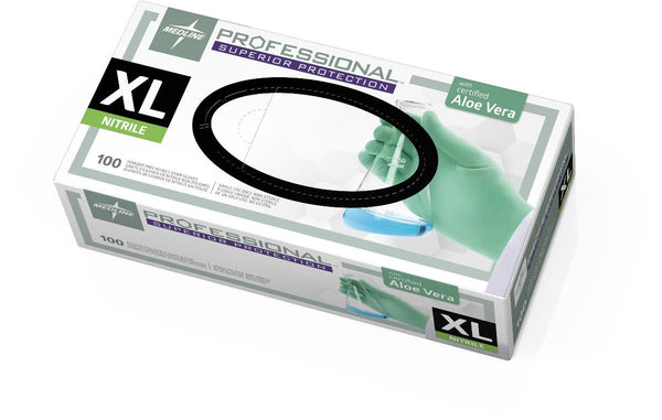 Professional Powder-Free Textured Nitrile Exam Gloves with Aloe, Size XL, 1000/CS (PRO31764) Case of 1000