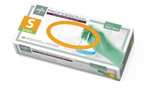 Professional Powder-Free Textured Nitrile Exam Gloves with Aloe Vera, Size S, 12" Extended Cuff, 500/CS (PRO31771) Case of 500