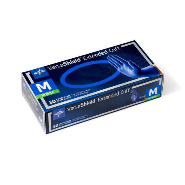 VersaShield Extended Cuff Powder-Free Nitrile Exam Gloves, Size M, 500/CS (VS711M) Case of 500