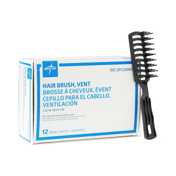 Polyethylene Hair Brush, Plastic Bristles, Vented, 7.25", 12/BX (ZPC2200Z) Box of 12