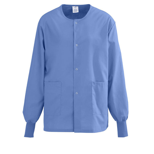 AngelStat Unisex Snap-Front Warm-Up Scrub Jacket, Ceil Blue, Size L, 1/EA  (849NTHL) Each