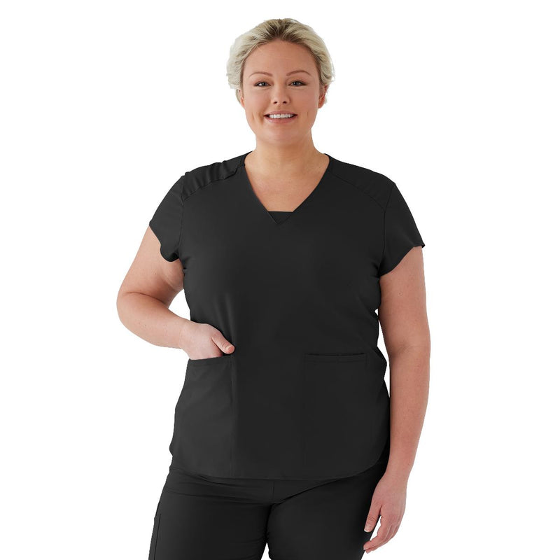 Monroe AVE Women's Scrub Top, Black, L, 1/EA  (4805BLKL) Each