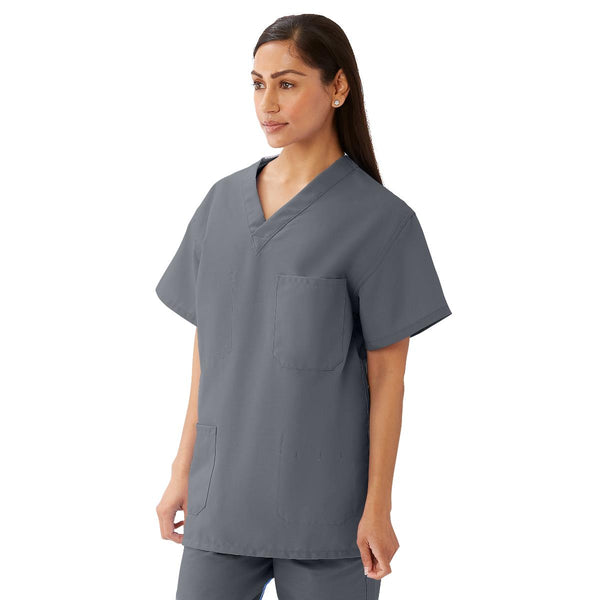 AngelStat Unisex Reversible V-Neck Scrub Top with 4 Pockets, Charcoal, Size L, Medline Color Code, 1/EA  (630NCCL-CM) Each