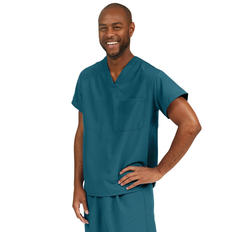 PerforMAX Unisex Reversible V-Neck Scrub Top with 2 Pockets, Caribbean Blue, Size S, Angelica Color Code, 1/EA  (810JCBS-CA) Each