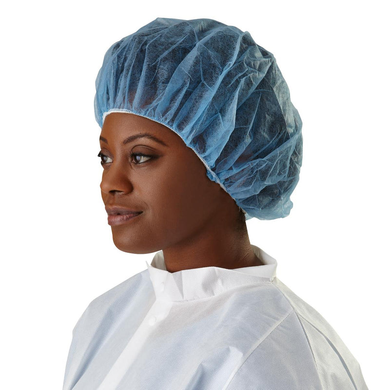 1-Ply Spunbond Polypropylene Bouffant Caps, 21", Blue, 100/BX (CRI1001Z) Box of 100