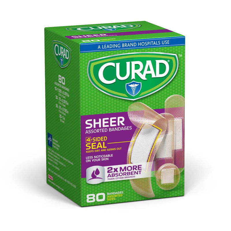 CURAD Sheer Adhesive Bandage, Assorted Sizes, 80/Box, 24/CS  (CUR45243RB) Case of 24