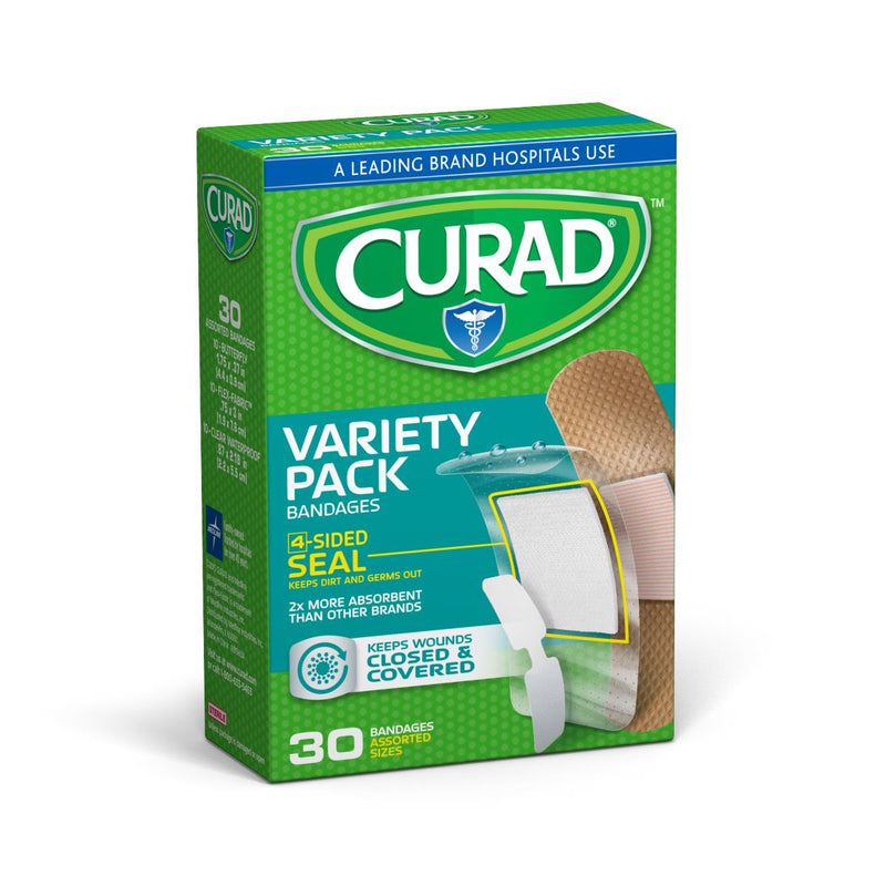 CURAD Assorted Bandages Variety Pack, 30 Count, 24/CS  (CUR47443RB) Case of 24