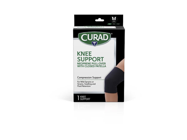 CURAD Neoprene Pull-Over Knee Support with Closed Patella, Size M (14" to 16" Circumference), Retail Packaging, 4 Supports/Case, 4/CS (CURORT321M) Case of 4