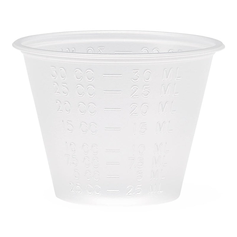 Graduated Plastic Medicine Cup, 30 mL, Graduated in mL and cc, 5000/CS (DYND90000) Case of 5000