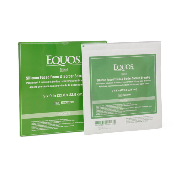 EQUOS 5-Layer Foam Dressings with Silicone Adhesive, Sacrum, 9" x 9", 25/CS  (EQX2399) Case of 25