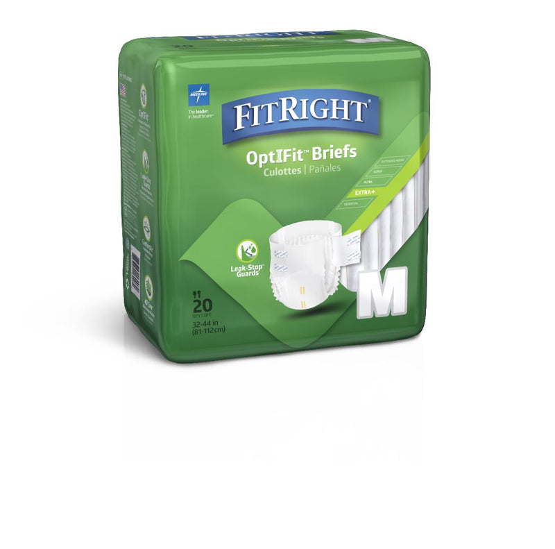 FitRight Plus Adult Incontinence Briefs, Size M, for Waist Size 32"-44", 80/CS (FITPLUSMD) Case of 80