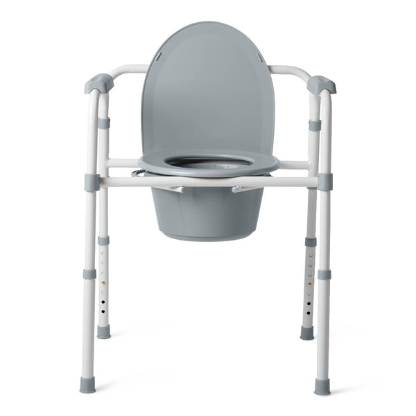 Steel 3-in-1 Folding Commode, Includes Seat with Lid, Bucket, Armrests, and Splashguard, 1 EA (G1-200X1) Each