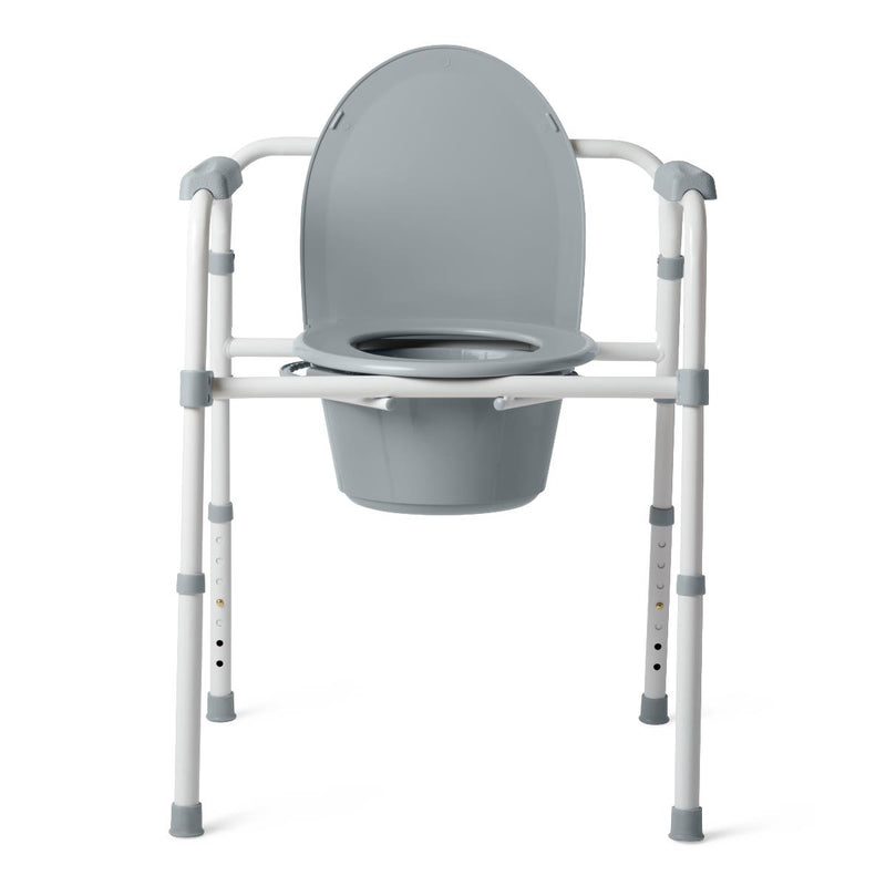 Steel 3-in-1 Folding Commode, Includes Seat with Lid, Bucket, Armrests, and Splashguard, 1 EA (G1-200X1) Each