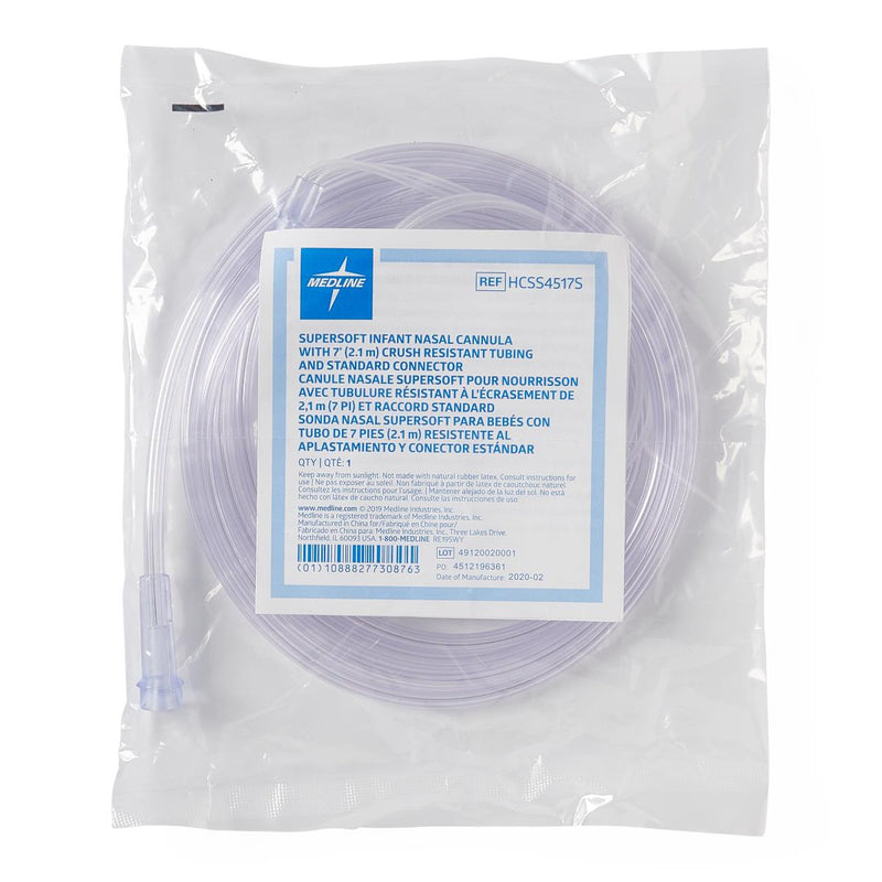 SuperSoft Oxygen Cannula with Standard Connector, Infant, 7' Tubing, 50/CS  (HCSS4517S) Case of 50