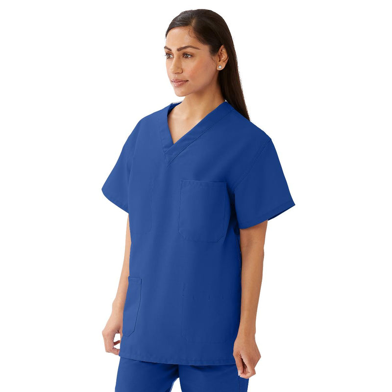 AngelStat Unisex Reversible V-Neck Scrub Top with 4 Pockets, Sapphire, Size XS, Medline Color Code, 1/EA  (M630NHTXS-CM) Each