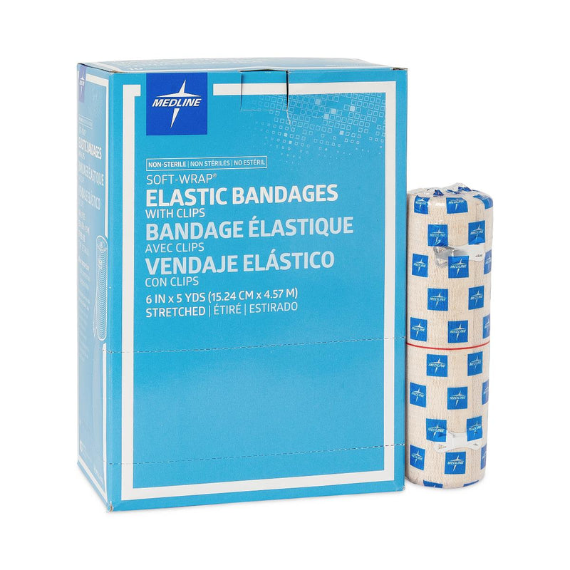 Soft-Wrap Elastic Bandage with Clips, 6" x 5 yd., 50/CS  (MDS046006) Case of 50