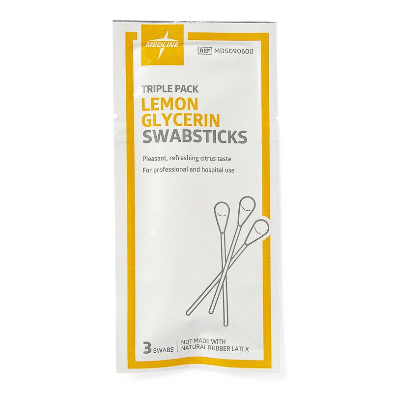 Lemon Glycerin Oral Swabsticks, 3/Pack, 75/BX (MDS090600H) Box of 75