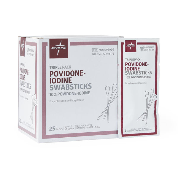 Povidone-Iodine Swabstick, Triple Pack, 750/CS (MDS093902) Case of 750