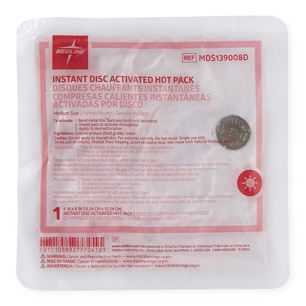 Disc-Activated Nonwoven Instant Hot Packs, Size M, 6" x 6", 24/CS (MDS139008D) Case of 24
