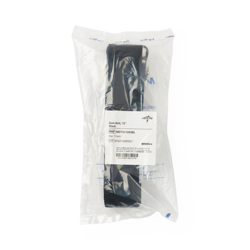 Cotton Gait/Transfer Belt with Metal Buckle, Bariatric, 2" x 72", Black, 1 EA (MDT821203BL) Each
