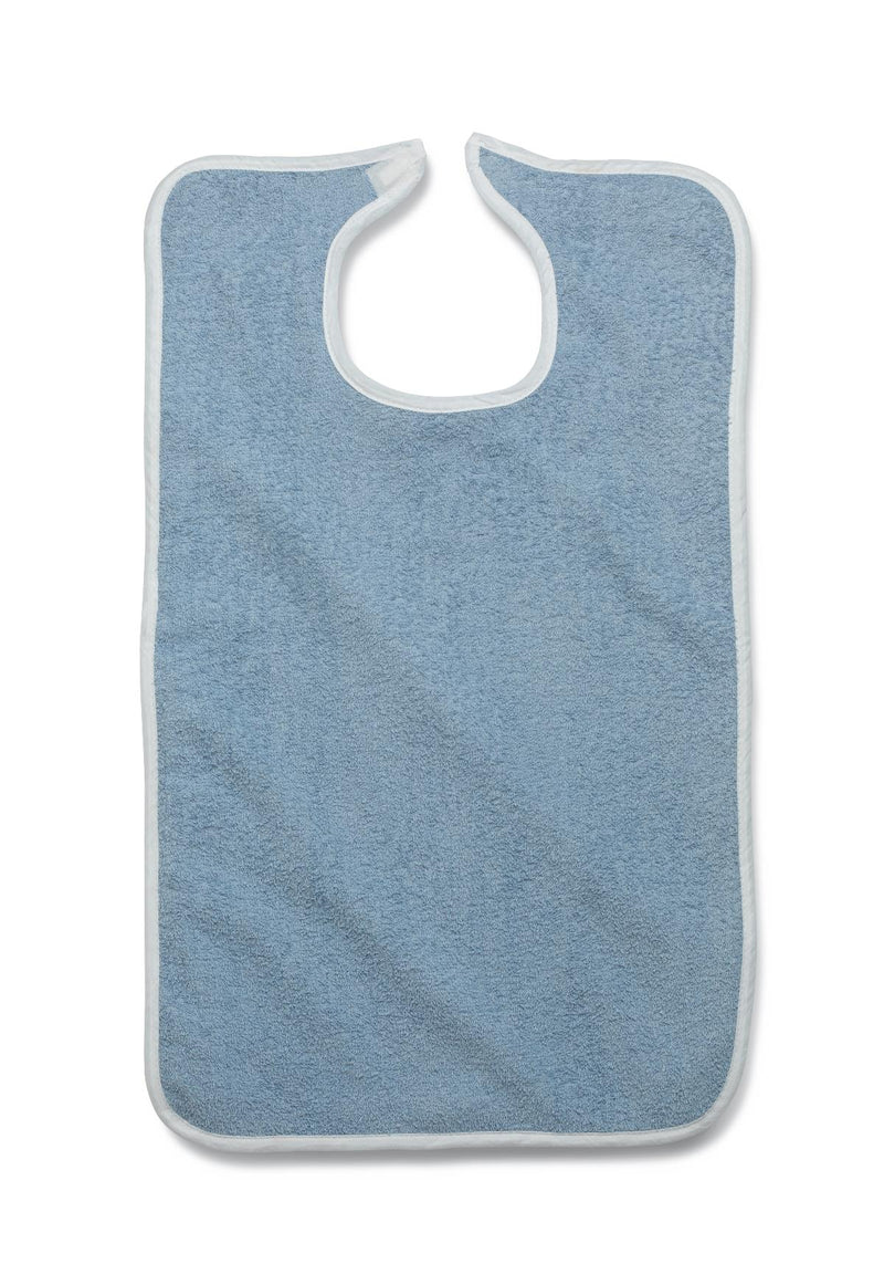 Terry Bib with Hook and Loop Strap, Adult, 10 oz., 18" x 30", Blue, 12/DZ  (MDTAB3B30BLU) 1 Dozen