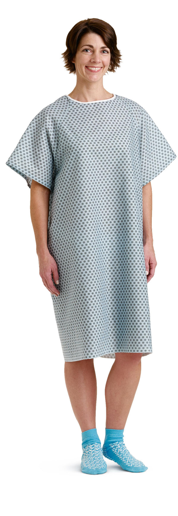 Traditional Patient Gown with Straight Back, Ties, Star Print, One Size Fits Most, 12/DZ  (MDTPG2RSBSTAZ) 1 Dozen