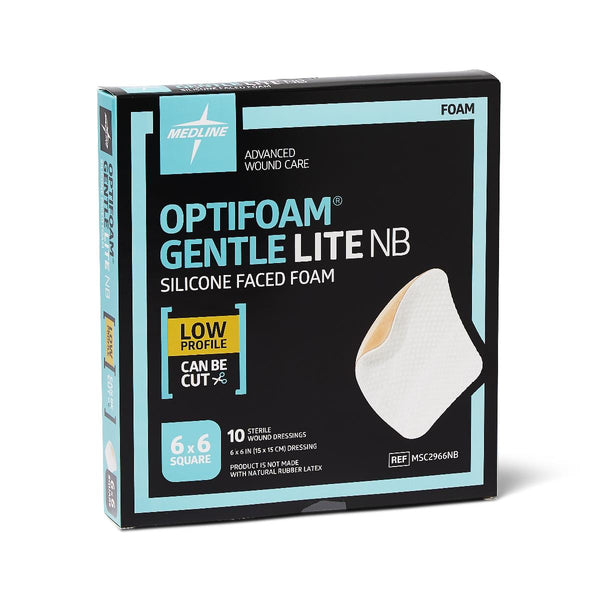 Optifoam Gentle Lite Foam Dressing, 6" x 6", 10/BX  (MSC2966NBZ) Box of 10