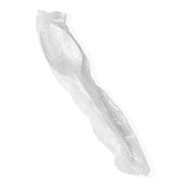 Plastic Spoon, Polypropylene, Medium-Weight, White, Individually-Wrapped, 5.5", 1000/CS  (NON0420015) Case of 1000