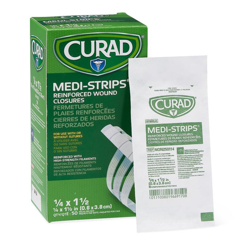 CURAD Sterile Medi-Strip Wound Closure, 1/4" x 1-1/2", 300/BX  (NON250114Z) Box of 300