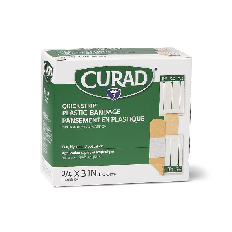 Quick Strip Plastic Sterile Adhesive Bandages, 0.75" x 3", 1200/CS  (NON25500QS) Case of 1200