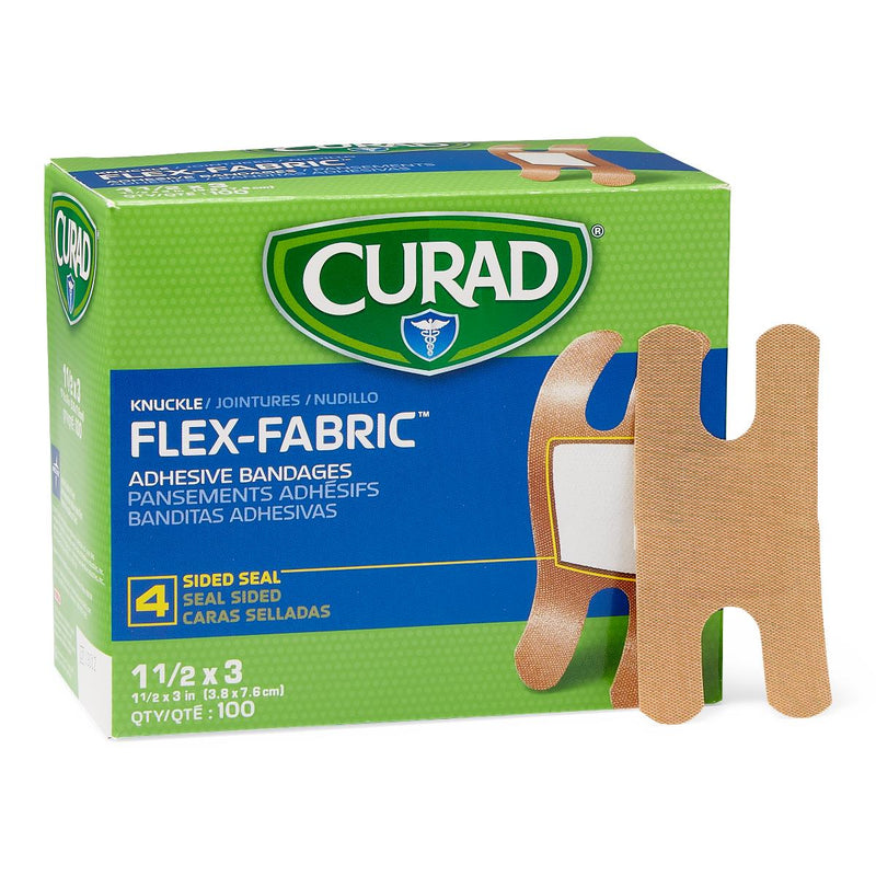 CURAD Flex-Fabric Adhesive Bandages, 1-1/2" x 3", for Knuckles, 100/Bx, 100/BX  (NON25510Z) Box of 100