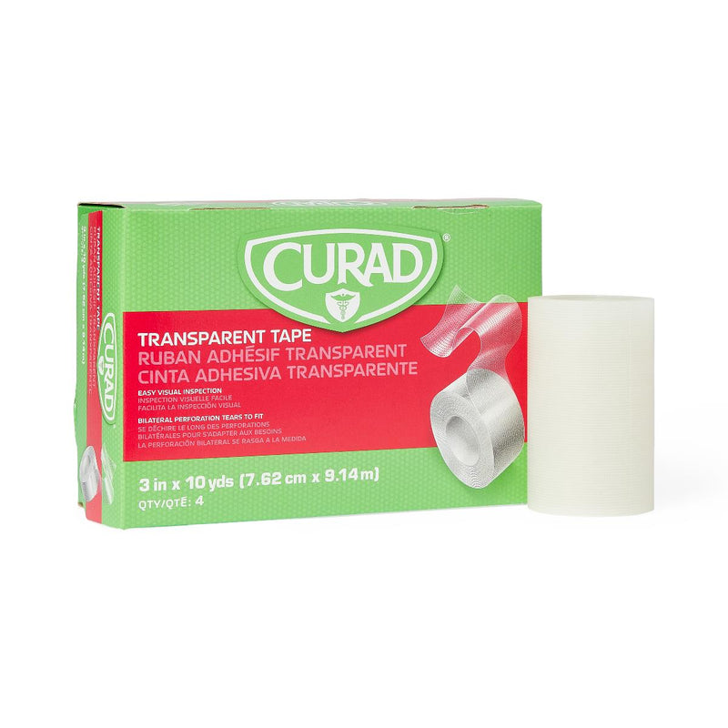 CURAD Transparent Plastic Medical Adhesive Tape, 3" x 10 yd., 4/BX  (NON270203Z) Box of 4