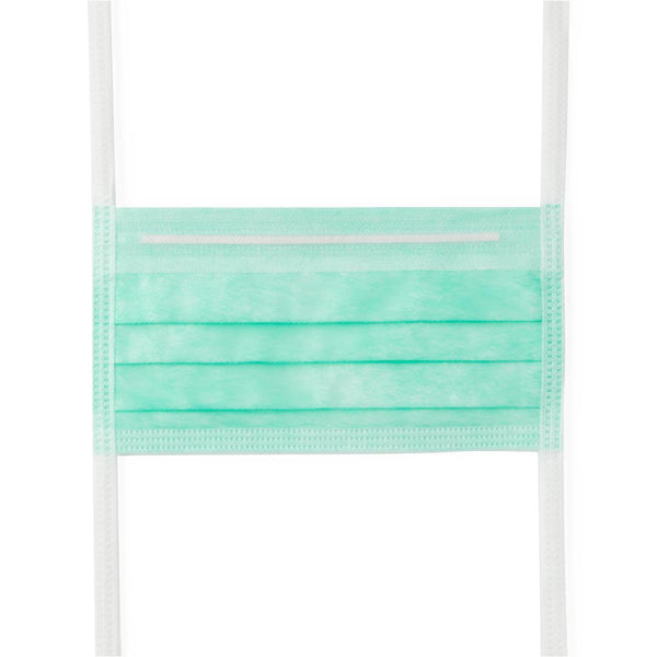 ASTM Level 1 Surgical Face Mask with Ties, Anti-Fog Film Strip, Green, 300/CS (NON27379A) Case of 300
