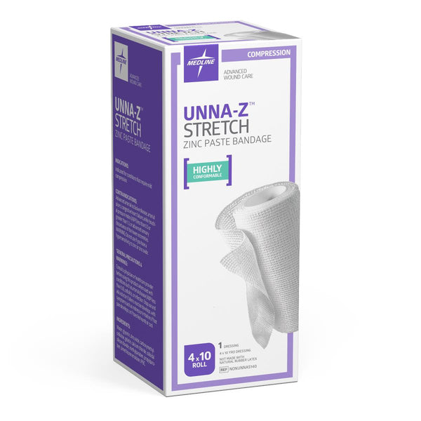 Unna-Z Stretch Zinc Oxide Compression Bandage, 4" x 10 yd., 12/CS  (NONUNNAS140) Case of 12