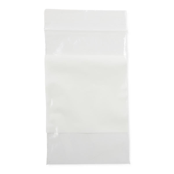 Plastic Bags with Zip Closure and White Write-On Block, 2 mil, 3" x 5", 1000/CS (NONZIP35) Case of 1000
