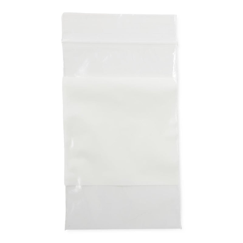 Plastic Bags with Zip Closure and White Write-On Block, 2 mil, 3" x 5", 100/PK (NONZIP35Z) Pack of 100