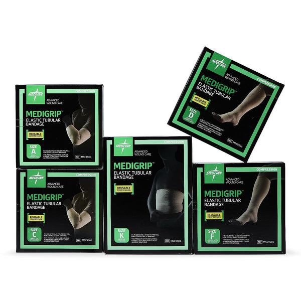 Medigrip Elastic Tubular Support Bandage, Latex, Size F, Large Knees, Medium Thighs, 4" W (10 cm), 30/CS  (MSC9505YD) Case of 30